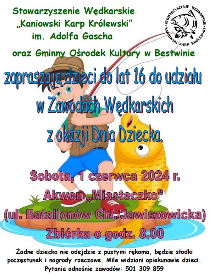 ZAWODY WĘDKARSKIE Z OKAZJI DNIA DZIECKA